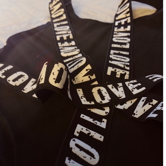 50%off!!! NWT! Urban “LOVE” Tie-up Blk Work-out Top! - Picture 5 of 13
